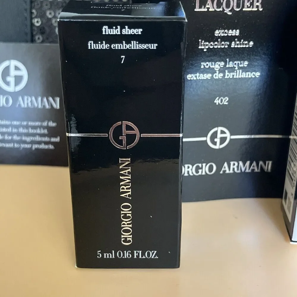 Armani Womens Lipstick, Mascara, Skincare Set, Travel/Formal Clutch Bag, 6-pc